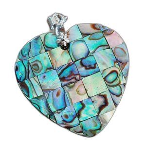 Beautiful Abalone and Shell Mosaic Heart Love Pendant for Necklace Beading Craft
